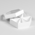 Шестигранная коробка с окном и разделителями (D=20 см) (белая/крафт)